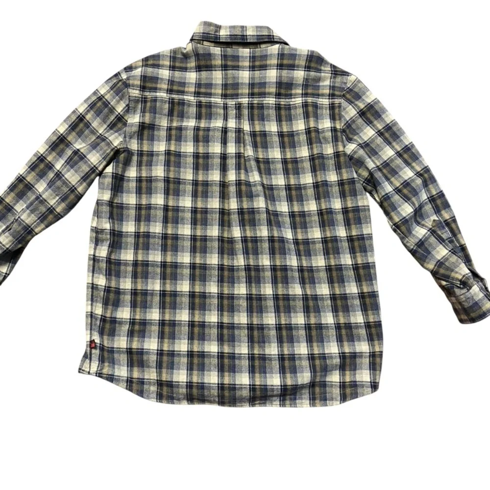 Woolrich Men’s Deep Navy Ombre Flannel Shacket Size L Plaid Shirt Heavyweight